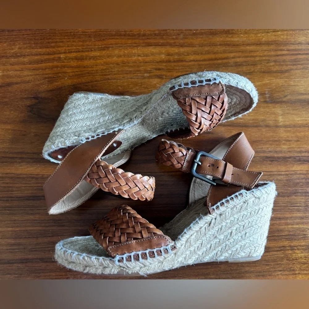 Soludos Women's Woven Leather Wedge Espadrilles as 9